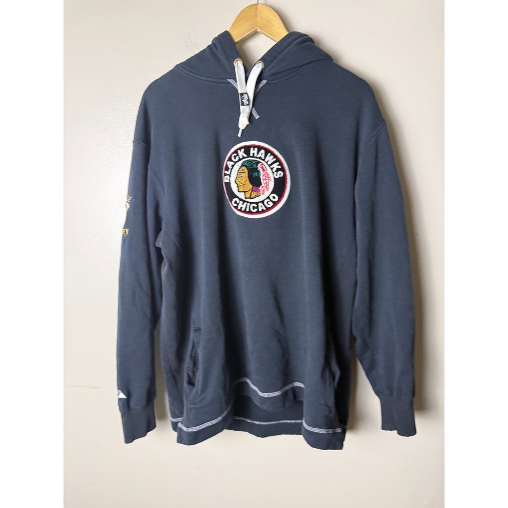Majestic NHL Vintage Hockey Blackhawks Hoodie Mens L Black